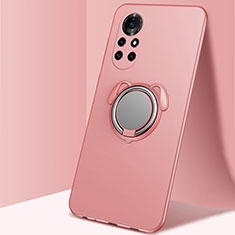 Custodia Silicone Ultra Sottile Morbida Cover con Magnetico Anello Supporto A01 per Huawei Nova 8 Pro 5G Oro Rosa
