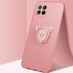 Custodia Silicone Ultra Sottile Morbida Cover con Magnetico Anello Supporto A01 per Huawei Nova 8 SE 5G Oro Rosa