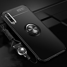 Custodia Silicone Ultra Sottile Morbida Cover con Magnetico Anello Supporto A01 per Huawei P Smart Pro (2019) Nero