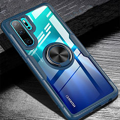 Custodia Silicone Ultra Sottile Morbida Cover con Magnetico Anello Supporto A01 per Huawei P30 Pro Blu