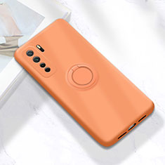 Custodia Silicone Ultra Sottile Morbida Cover con Magnetico Anello Supporto A01 per Huawei P40 Lite 5G Arancione