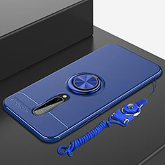 Custodia Silicone Ultra Sottile Morbida Cover con Magnetico Anello Supporto A01 per OnePlus 8 Blu