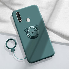 Custodia Silicone Ultra Sottile Morbida Cover con Magnetico Anello Supporto A01 per Oppo A31 Verde