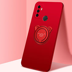 Custodia Silicone Ultra Sottile Morbida Cover con Magnetico Anello Supporto A01 per Oppo A33 Rosso