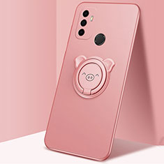 Custodia Silicone Ultra Sottile Morbida Cover con Magnetico Anello Supporto A01 per Oppo A53 Oro Rosa