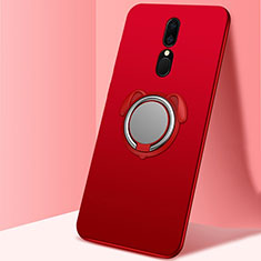 Custodia Silicone Ultra Sottile Morbida Cover con Magnetico Anello Supporto A01 per Oppo A9 Rosso