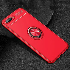 Custodia Silicone Ultra Sottile Morbida Cover con Magnetico Anello Supporto A01 per Oppo AX5 Rosso
