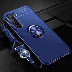 Custodia Silicone Ultra Sottile Morbida Cover con Magnetico Anello Supporto A01 per Oppo F15 Blu