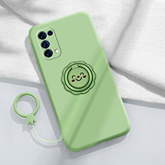 Custodia Silicone Ultra Sottile Morbida Cover con Magnetico Anello Supporto A01 per Oppo Find X3 Lite 5G Verde Pastello