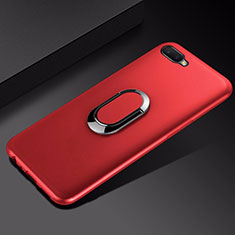 Custodia Silicone Ultra Sottile Morbida Cover con Magnetico Anello Supporto A01 per Oppo K1 Rosso