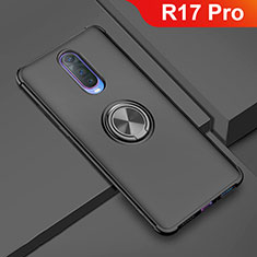 Custodia Silicone Ultra Sottile Morbida Cover con Magnetico Anello Supporto A01 per Oppo R17 Pro Nero