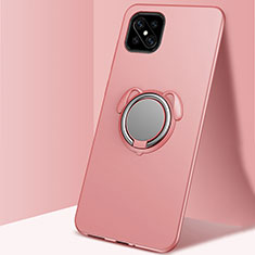 Custodia Silicone Ultra Sottile Morbida Cover con Magnetico Anello Supporto A01 per Oppo Reno4 Z 5G Oro Rosa