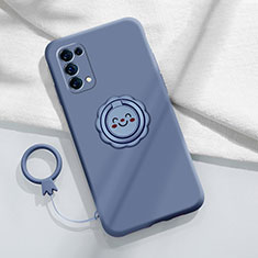 Custodia Silicone Ultra Sottile Morbida Cover con Magnetico Anello Supporto A01 per Oppo Reno5 5G Grigio Lavanda