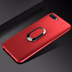 Custodia Silicone Ultra Sottile Morbida Cover con Magnetico Anello Supporto A01 per Oppo RX17 Neo Rosso