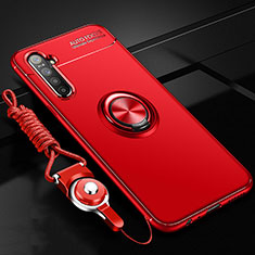 Custodia Silicone Ultra Sottile Morbida Cover con Magnetico Anello Supporto A01 per Realme X2 Rosso