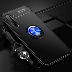 Custodia Silicone Ultra Sottile Morbida Cover con Magnetico Anello Supporto A01 per Realme X50 Pro 5G Blu e Nero