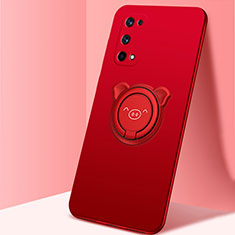 Custodia Silicone Ultra Sottile Morbida Cover con Magnetico Anello Supporto A01 per Realme X7 5G Rosso