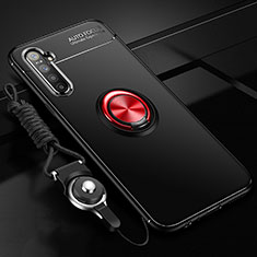 Custodia Silicone Ultra Sottile Morbida Cover con Magnetico Anello Supporto A01 per Realme XT Rosso e Nero