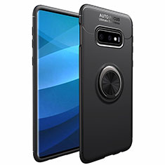 Custodia Silicone Ultra Sottile Morbida Cover con Magnetico Anello Supporto A01 per Samsung Galaxy S10 Nero