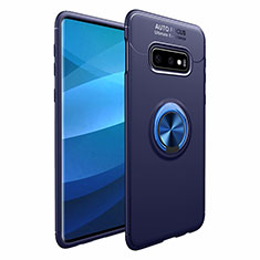 Custodia Silicone Ultra Sottile Morbida Cover con Magnetico Anello Supporto A01 per Samsung Galaxy S10 Plus Blu