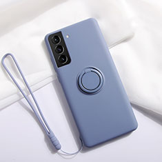 Custodia Silicone Ultra Sottile Morbida Cover con Magnetico Anello Supporto A01 per Samsung Galaxy S21 5G Grigio Lavanda