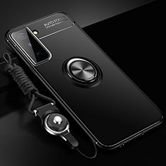 Custodia Silicone Ultra Sottile Morbida Cover con Magnetico Anello Supporto A01 per Samsung Galaxy S21 5G Nero
