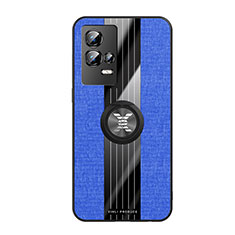 Custodia Silicone Ultra Sottile Morbida Cover con Magnetico Anello Supporto A01 per Vivo iQOO 8 Pro 5G Blu