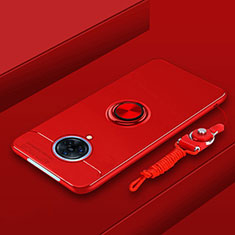 Custodia Silicone Ultra Sottile Morbida Cover con Magnetico Anello Supporto A01 per Vivo Nex 3 5G Rosso