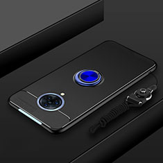 Custodia Silicone Ultra Sottile Morbida Cover con Magnetico Anello Supporto A01 per Vivo Nex 3S Blu e Nero
