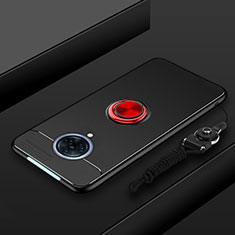 Custodia Silicone Ultra Sottile Morbida Cover con Magnetico Anello Supporto A01 per Vivo Nex 3S Rosso e Nero