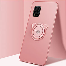 Custodia Silicone Ultra Sottile Morbida Cover con Magnetico Anello Supporto A01 per Xiaomi Mi 10 Lite Oro Rosa