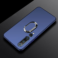 Custodia Silicone Ultra Sottile Morbida Cover con Magnetico Anello Supporto A01 per Xiaomi Mi 10 Pro Blu