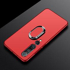 Custodia Silicone Ultra Sottile Morbida Cover con Magnetico Anello Supporto A01 per Xiaomi Mi 10 Pro Rosso