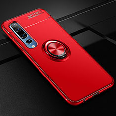 Custodia Silicone Ultra Sottile Morbida Cover con Magnetico Anello Supporto A01 per Xiaomi Mi 10 Rosso