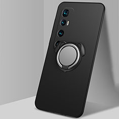 Custodia Silicone Ultra Sottile Morbida Cover con Magnetico Anello Supporto A01 per Xiaomi Mi 10 Ultra Nero