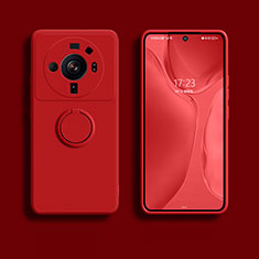 Custodia Silicone Ultra Sottile Morbida Cover con Magnetico Anello Supporto A01 per Xiaomi Mi 12S Ultra 5G Rosso