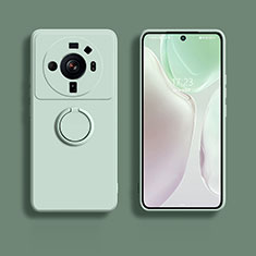 Custodia Silicone Ultra Sottile Morbida Cover con Magnetico Anello Supporto A01 per Xiaomi Mi 12S Ultra 5G Verde Pastello