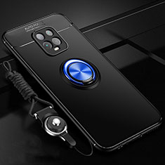 Custodia Silicone Ultra Sottile Morbida Cover con Magnetico Anello Supporto A01 per Xiaomi Redmi 10X 5G Blu e Nero