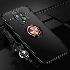 Custodia Silicone Ultra Sottile Morbida Cover con Magnetico Anello Supporto A01 per Xiaomi Redmi 10X 5G Oro e Nero