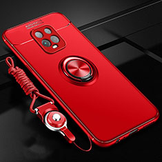 Custodia Silicone Ultra Sottile Morbida Cover con Magnetico Anello Supporto A01 per Xiaomi Redmi 10X 5G Rosso