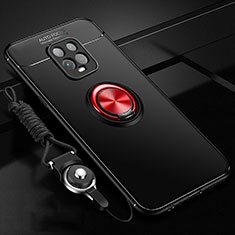 Custodia Silicone Ultra Sottile Morbida Cover con Magnetico Anello Supporto A01 per Xiaomi Redmi 10X Pro 5G Rosso e Nero