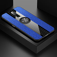 Custodia Silicone Ultra Sottile Morbida Cover con Magnetico Anello Supporto A01 per Xiaomi Redmi K30 4G Blu