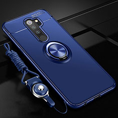 Custodia Silicone Ultra Sottile Morbida Cover con Magnetico Anello Supporto A01 per Xiaomi Redmi Note 8 Pro Blu