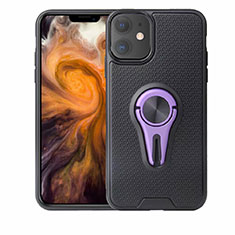 Custodia Silicone Ultra Sottile Morbida Cover con Magnetico Anello Supporto A02 per Apple iPhone 11 Viola