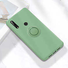 Custodia Silicone Ultra Sottile Morbida Cover con Magnetico Anello Supporto A02 per Huawei Enjoy 10 Plus Ciano