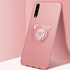 Custodia Silicone Ultra Sottile Morbida Cover con Magnetico Anello Supporto A02 per Huawei Enjoy 10S Oro Rosa