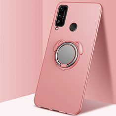 Custodia Silicone Ultra Sottile Morbida Cover con Magnetico Anello Supporto A02 per Huawei Honor Play4T Oro Rosa