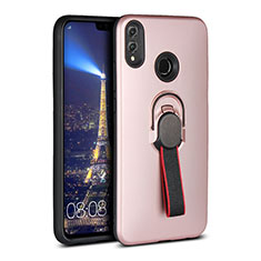 Custodia Silicone Ultra Sottile Morbida Cover con Magnetico Anello Supporto A02 per Huawei Honor V10 Lite Oro Rosa