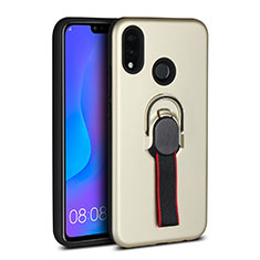 Custodia Silicone Ultra Sottile Morbida Cover con Magnetico Anello Supporto A02 per Huawei Nova 3e Oro