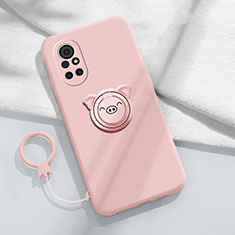 Custodia Silicone Ultra Sottile Morbida Cover con Magnetico Anello Supporto A02 per Huawei Nova 8 Pro 5G Rosa
